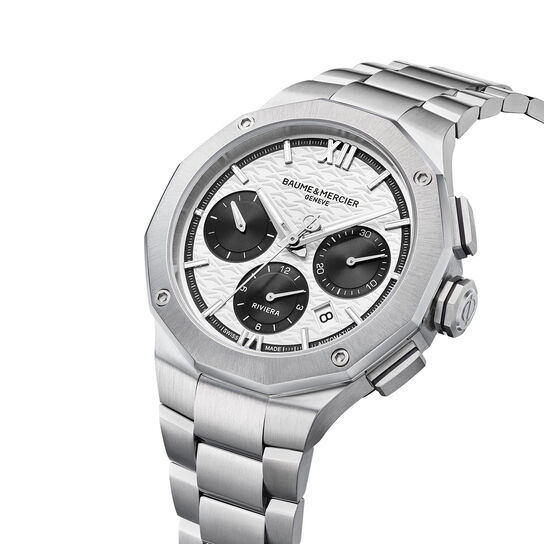 Men's Baume & Mercier Riviera Automatic Chronograph 41 mm Stainless Steel Watch, side view image number 2